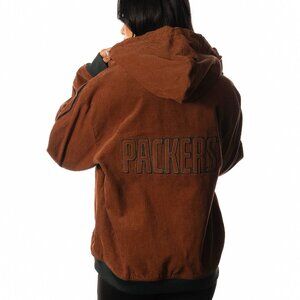 The Wild Collective Green Bay Packers Brown Corduroy Hoodie Jacket S